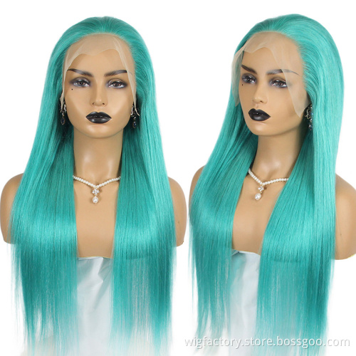Virgin Cuticle Aligned Hair Lace Wigs For Black Women lake blue lace wigs, blue human hair wig,blue band hair wigs